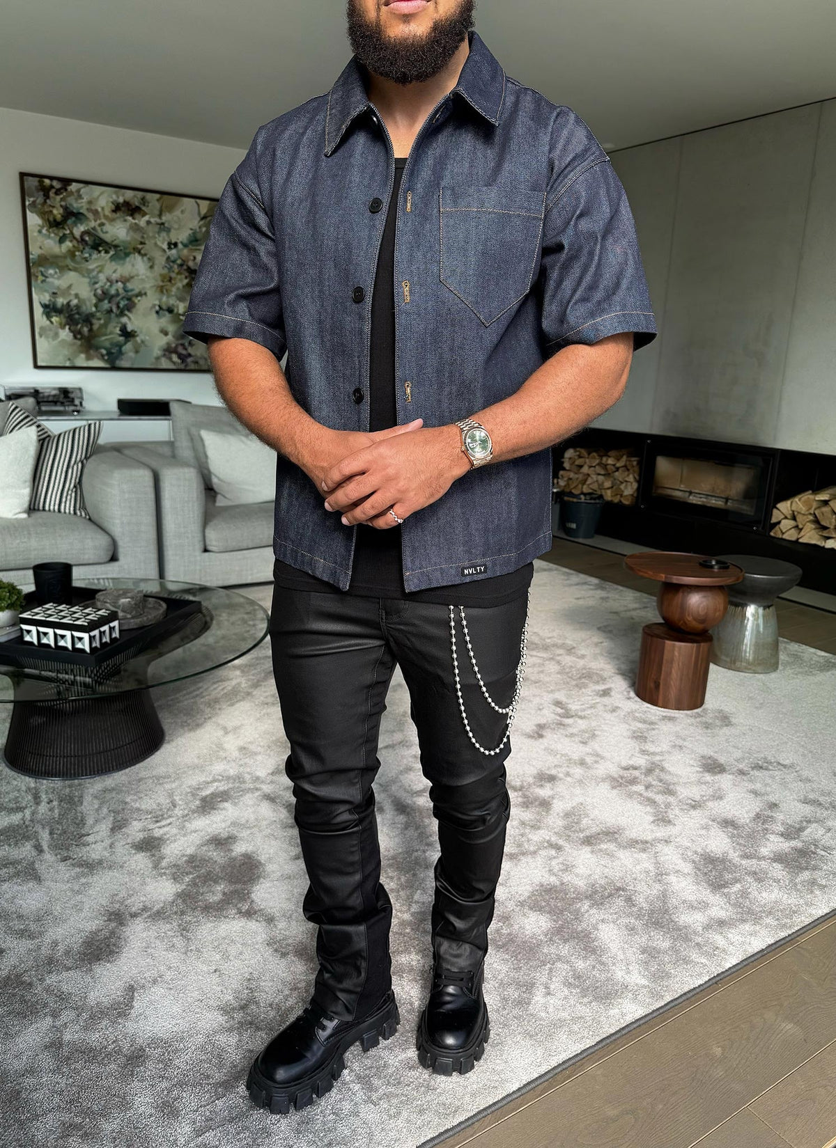 Strukturiertes Selvedge-Jeanshemd – Indigo