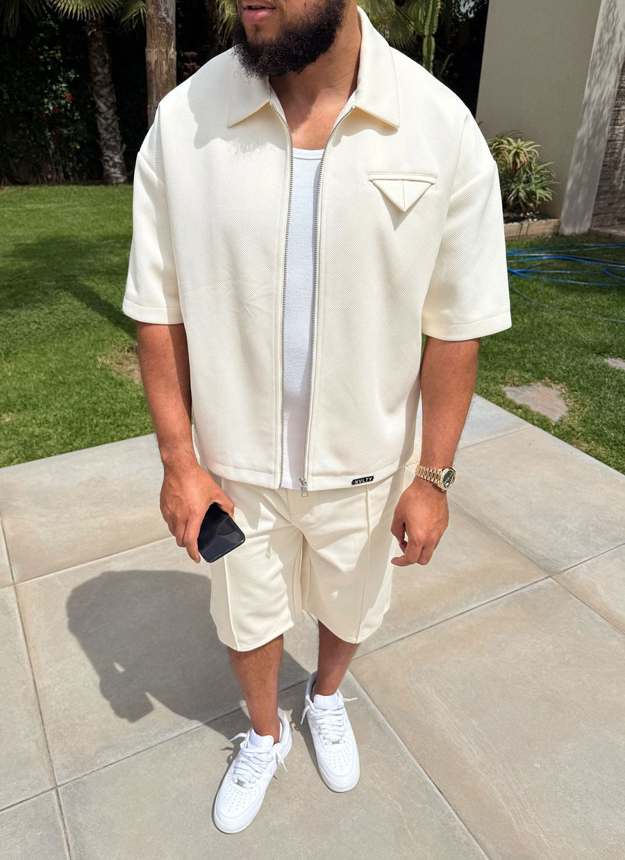 Twill Pleat Shorts - Ivory