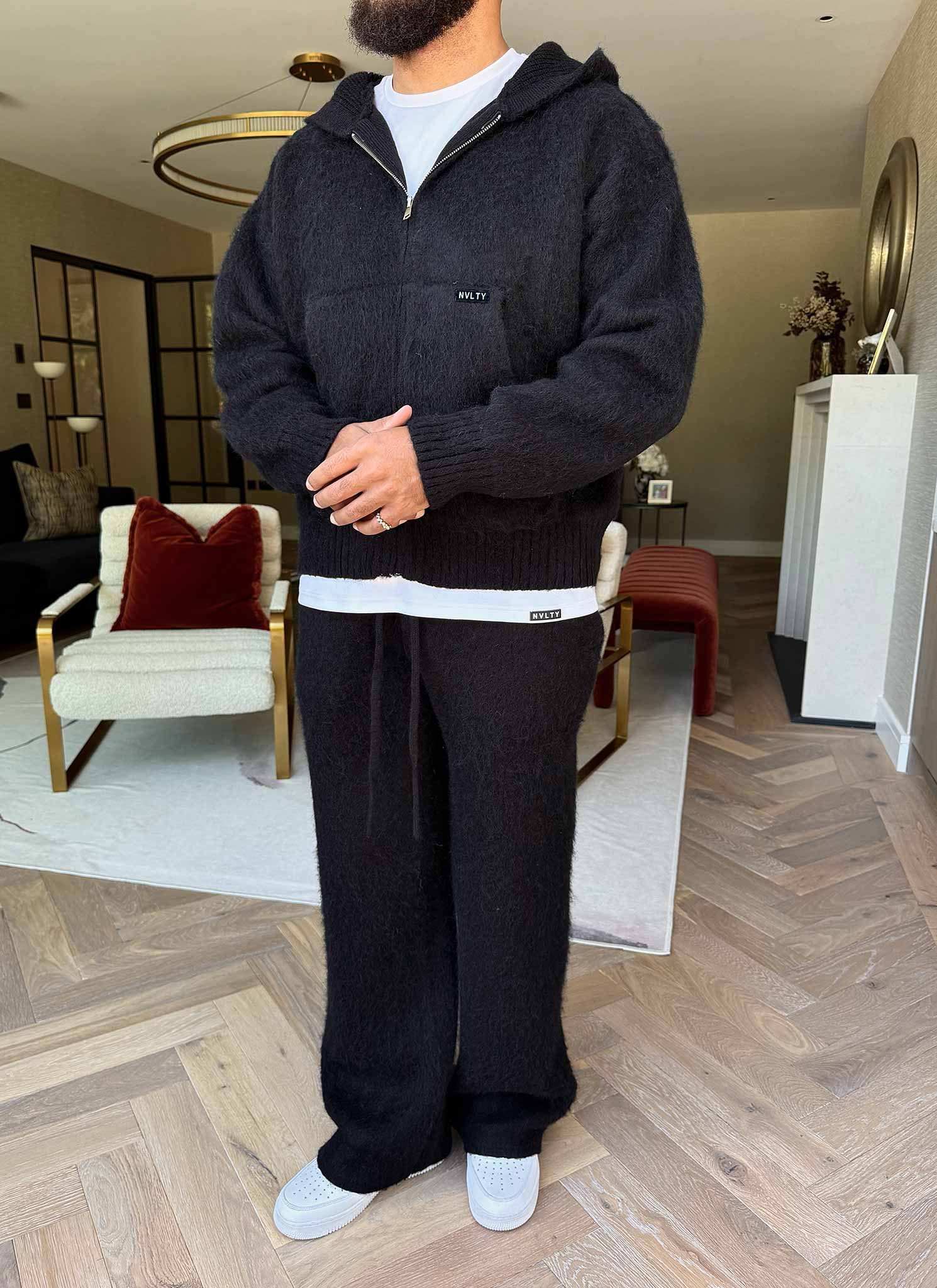Mohair Zip Hoodie - Black