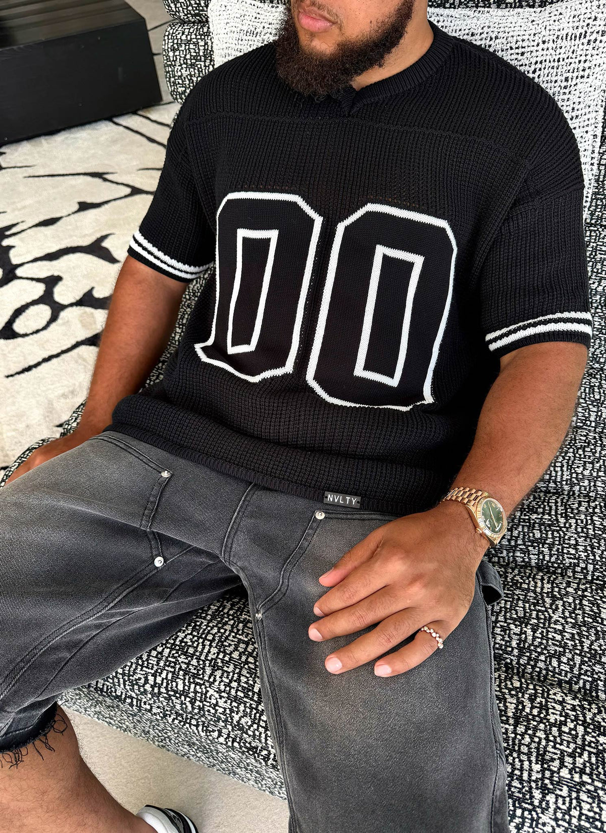 Knitted Members Jersey - Black