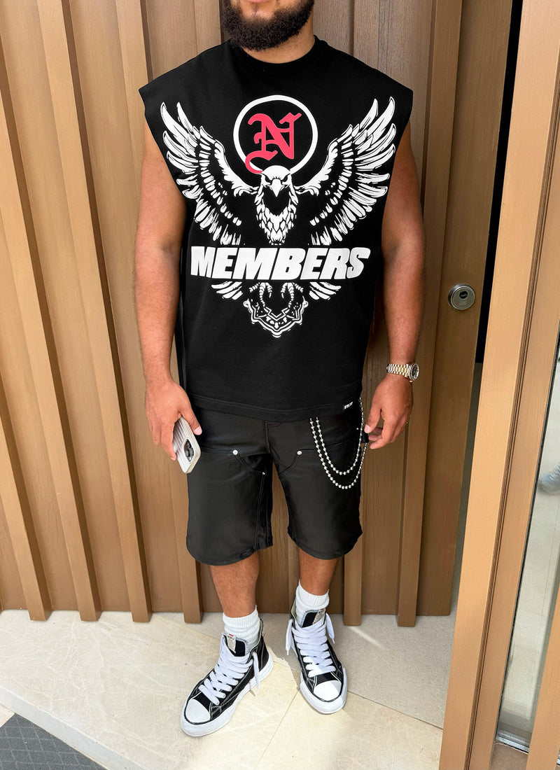 Members Eagle Sleeveless T-Shirt - Black