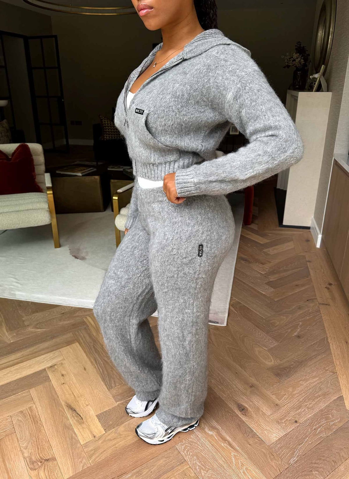 Mohair Zip Hoodie - Grey