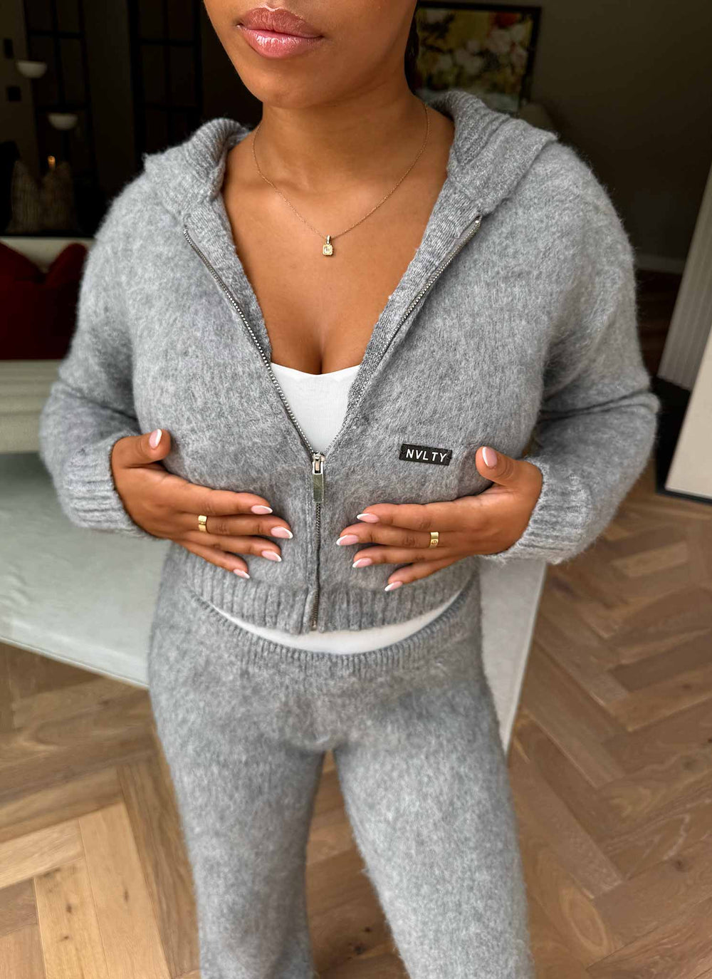 Mohair Zip Hoodie - Grey