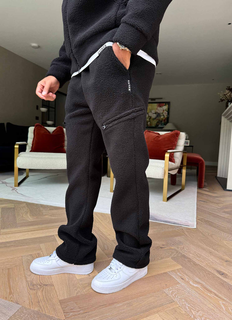 Sherpa Zip Joggers - Black