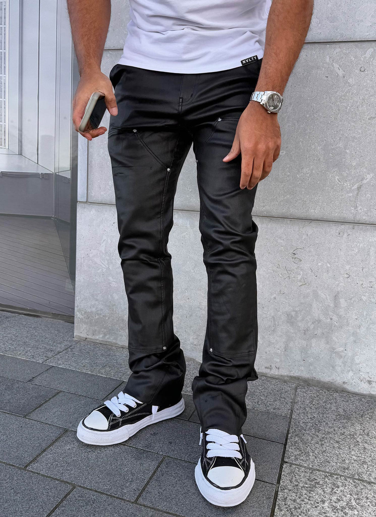 Vintage Flare Wax Carpenter Jeans - Schwarz