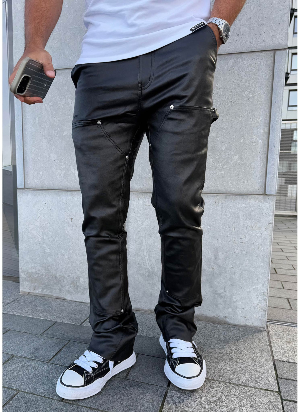 Vintage Flare Wax Carpenter Jeans - Schwarz