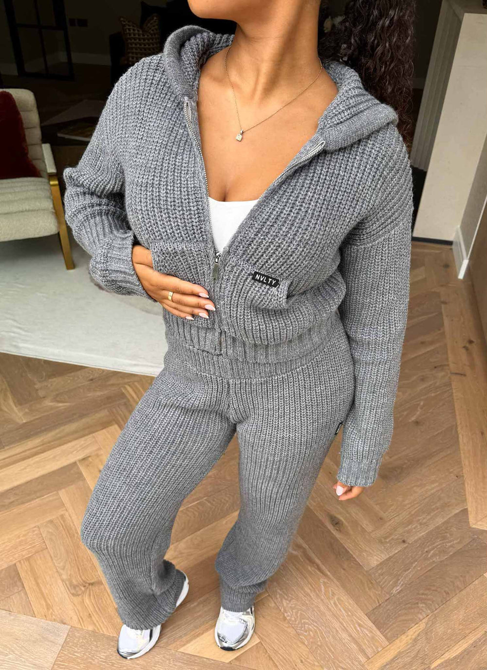 Heavyweight Knitted Joggers - Grey