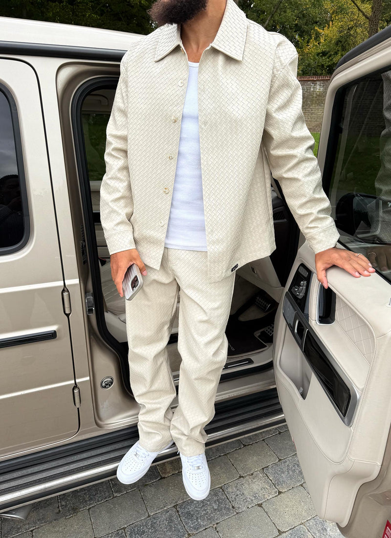 Leather Interlock Shirt - Ivory