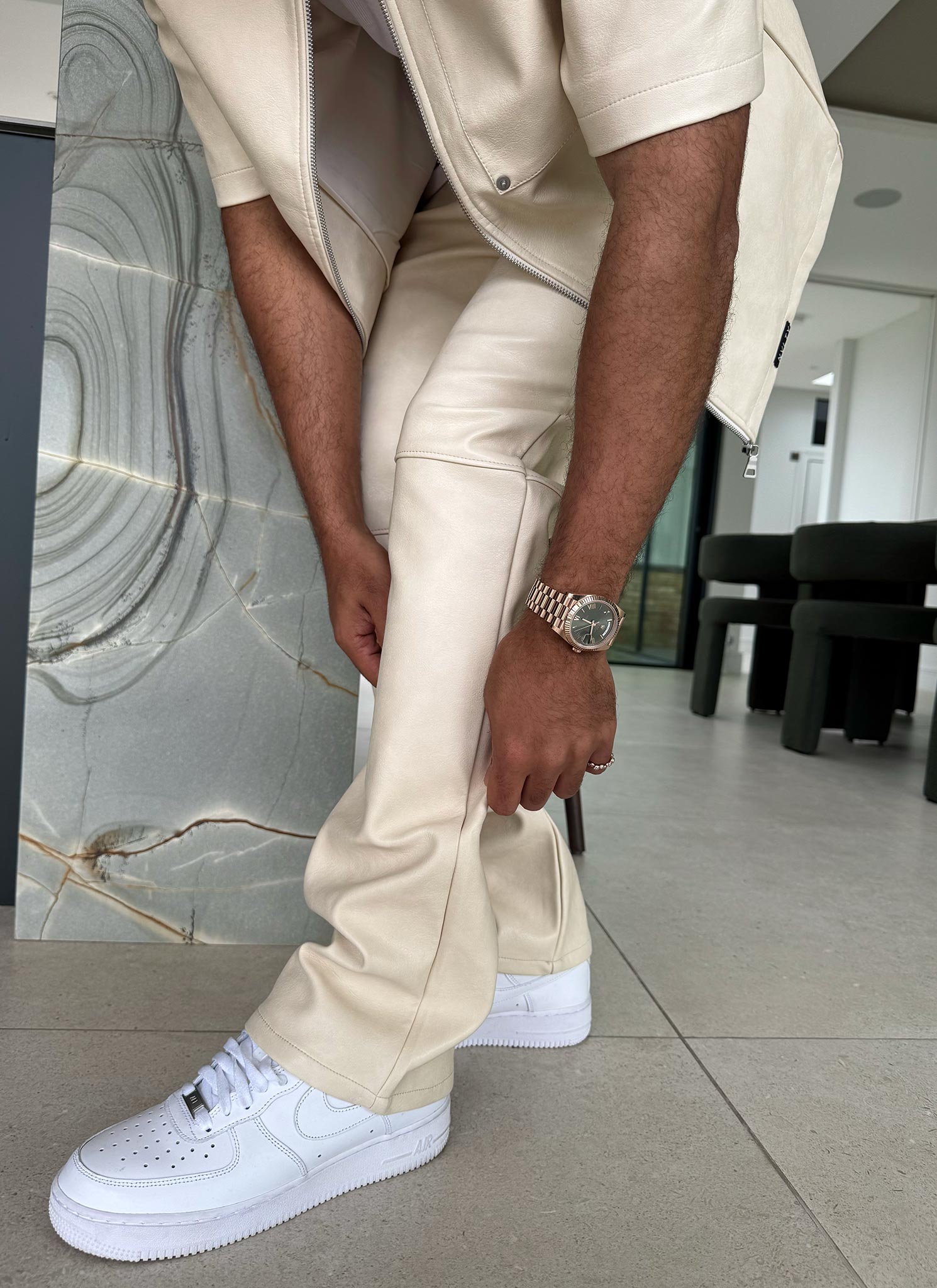 Heavyweight Leather Pants - Ivory