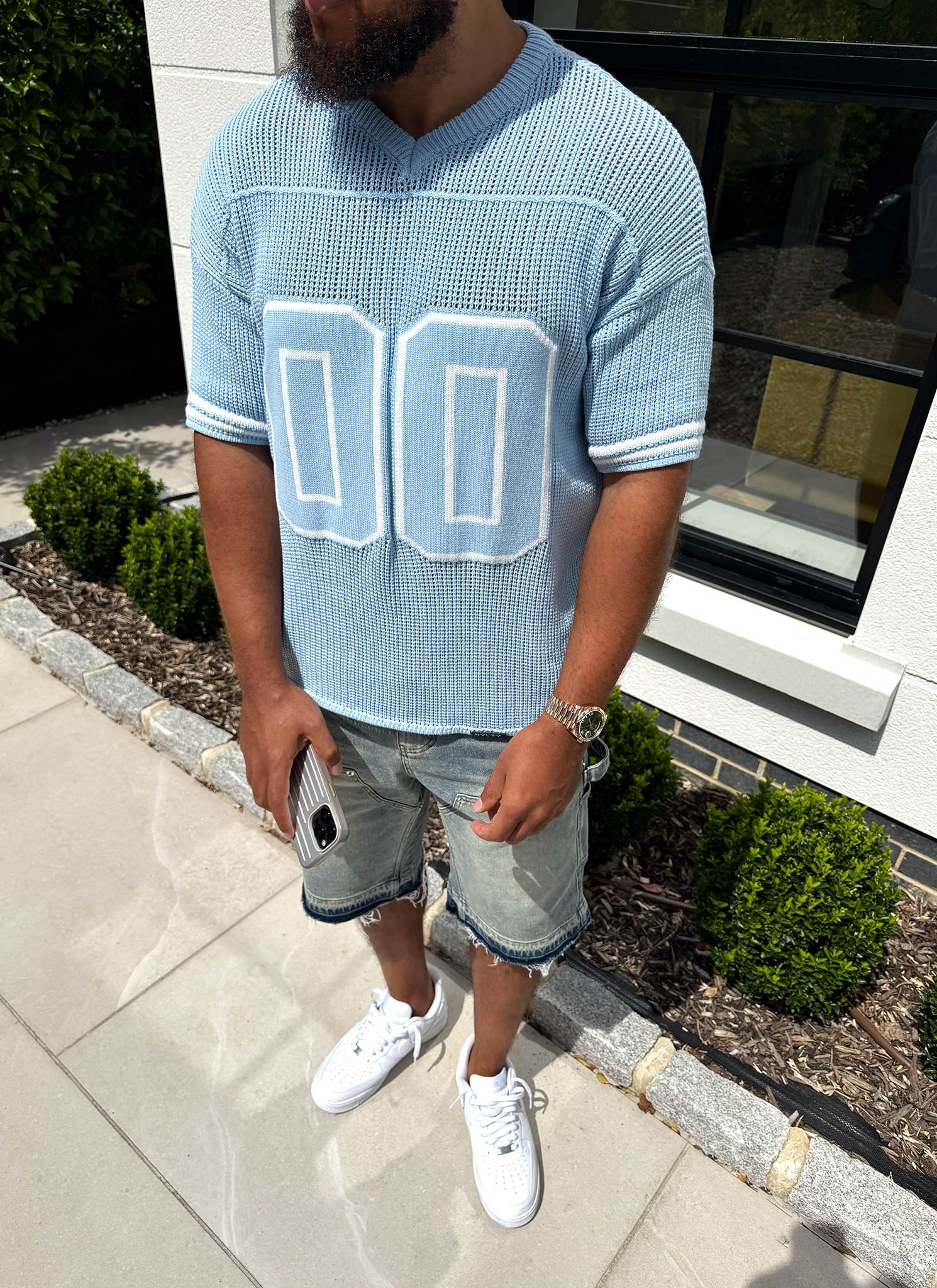 Knitted Members Jersey - Baby Blue