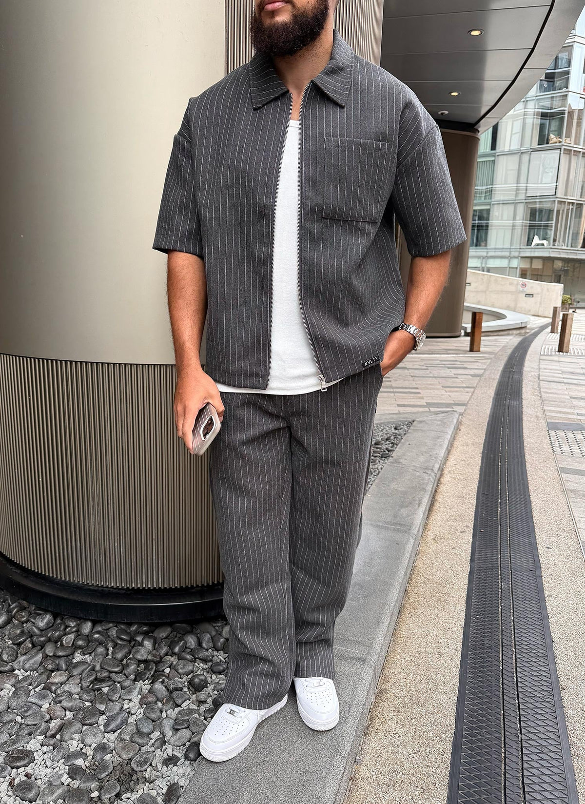 Heavyweight Pinstripe Pants - Grey