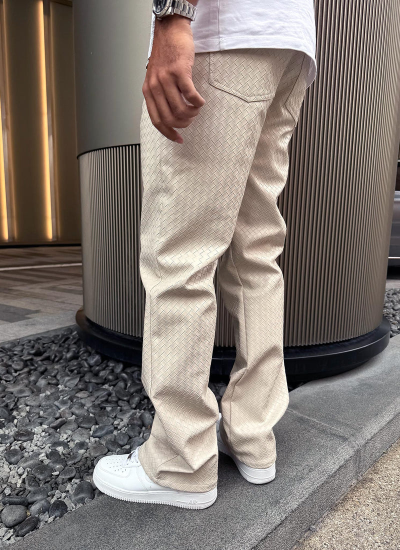 Leather Interlock Pants - Ivory