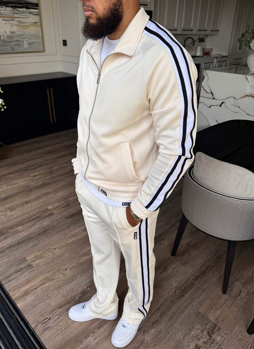 Panelled Luxe Track Jacket - Ivory