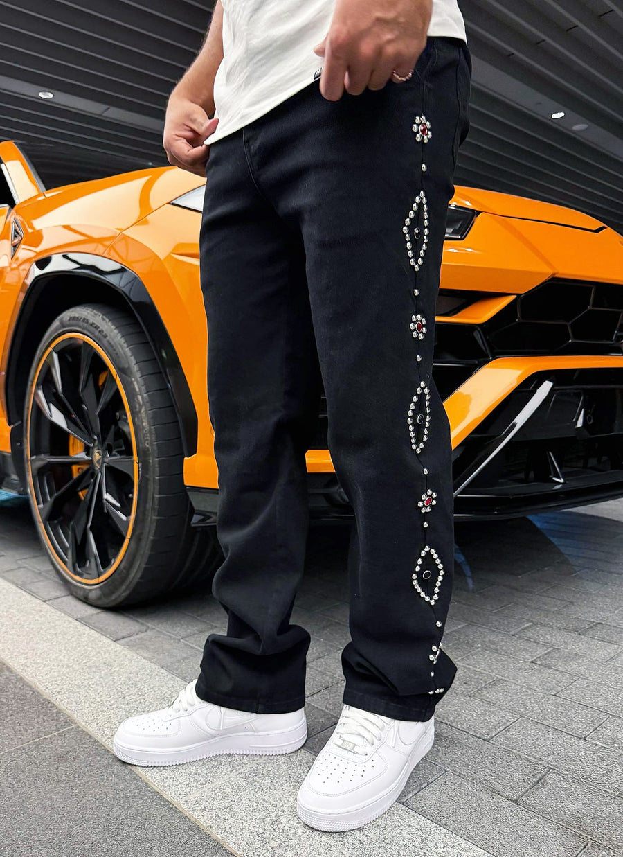 Vintage Studded Jeans - Black