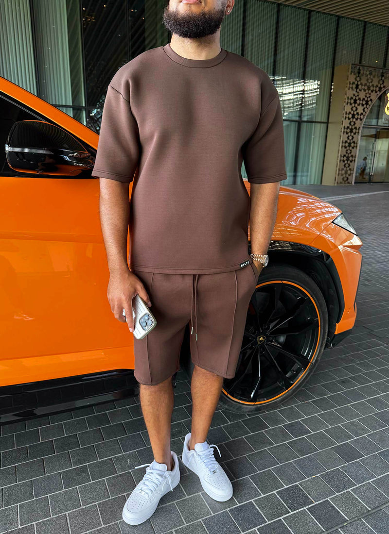 Scuba Structured T-Shirt - Brown