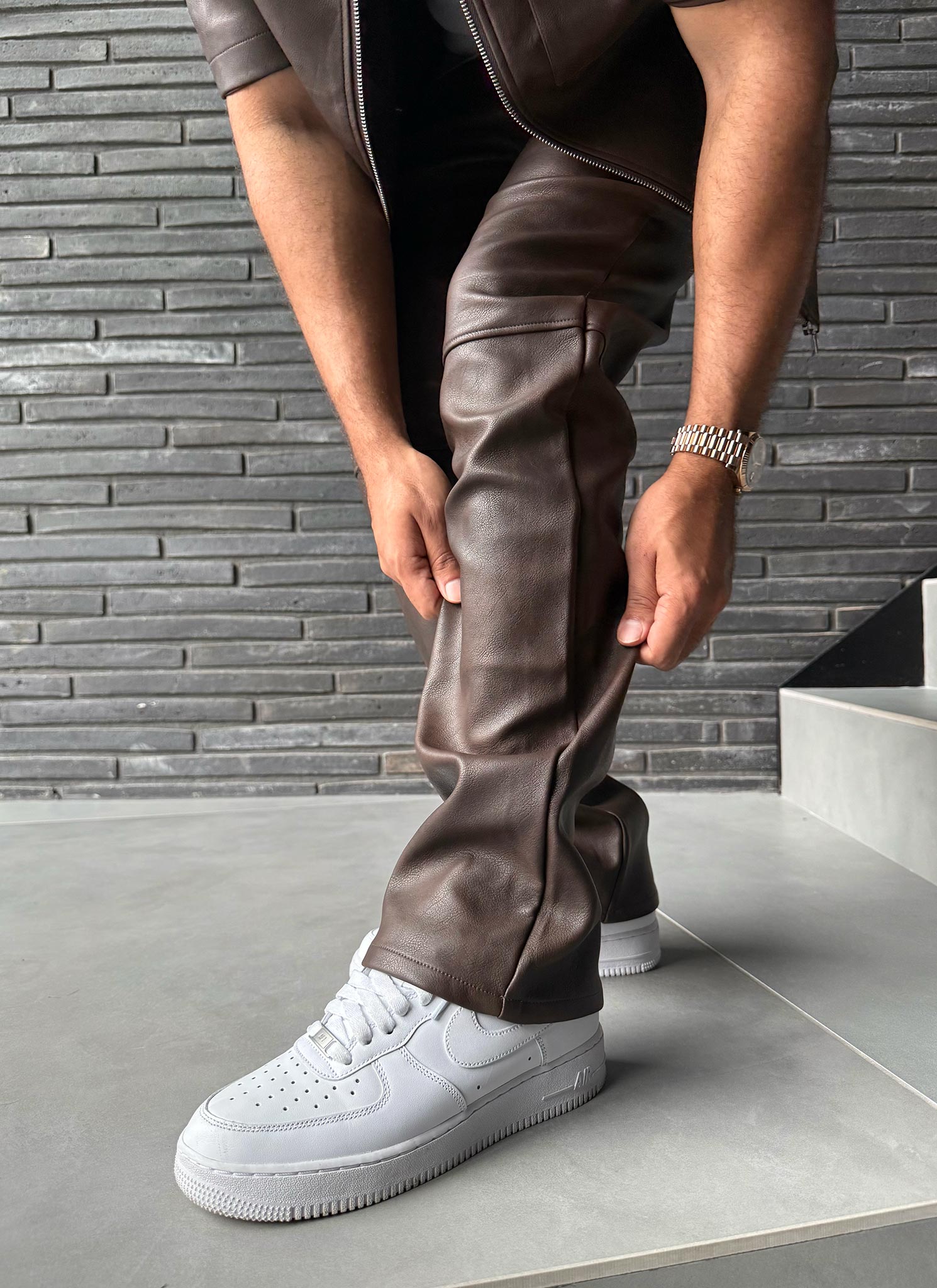 Vintage Heavyweight Leather Pants - Brown