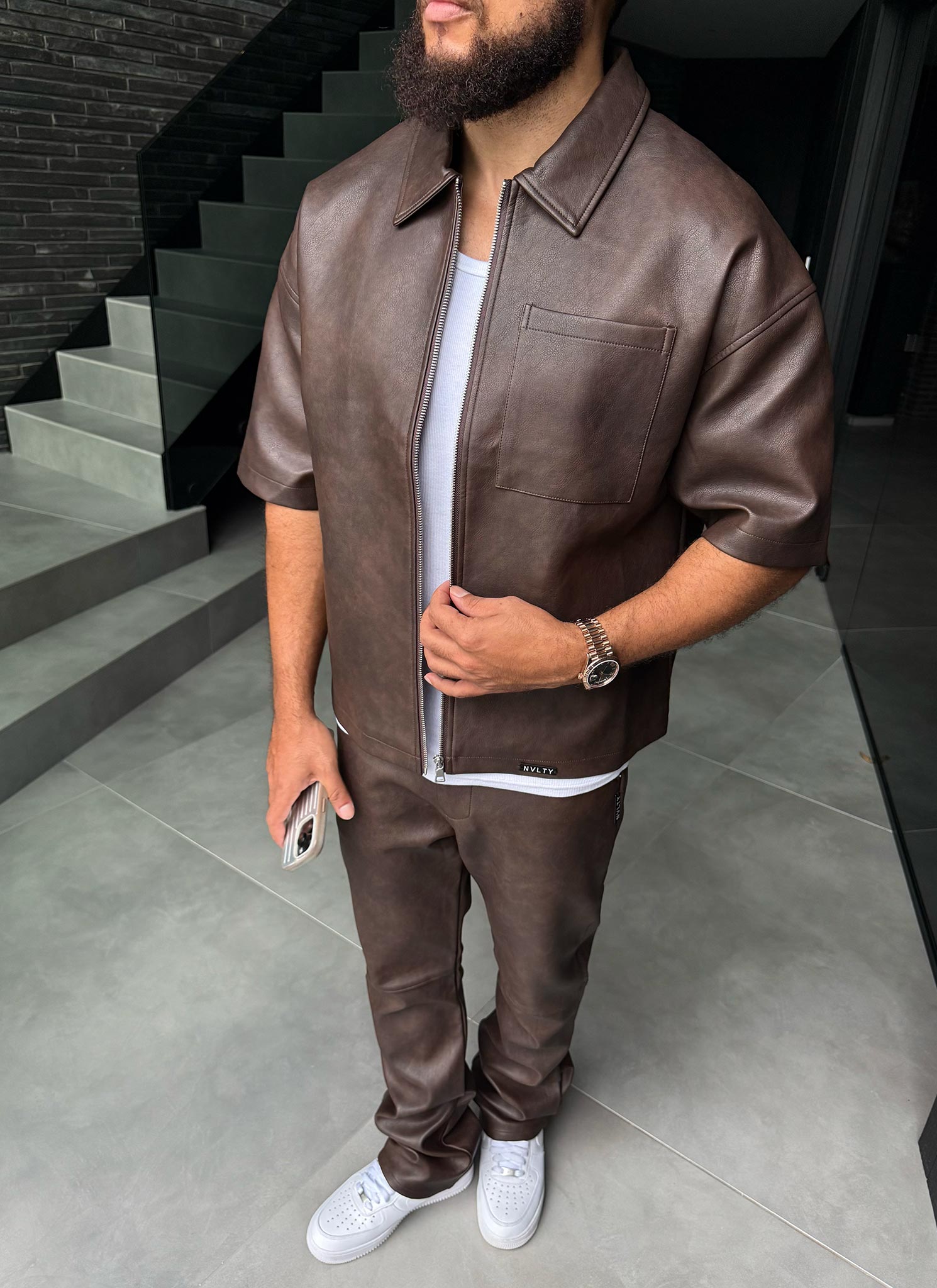 Vintage Heavyweight Leather Shirt - Brown