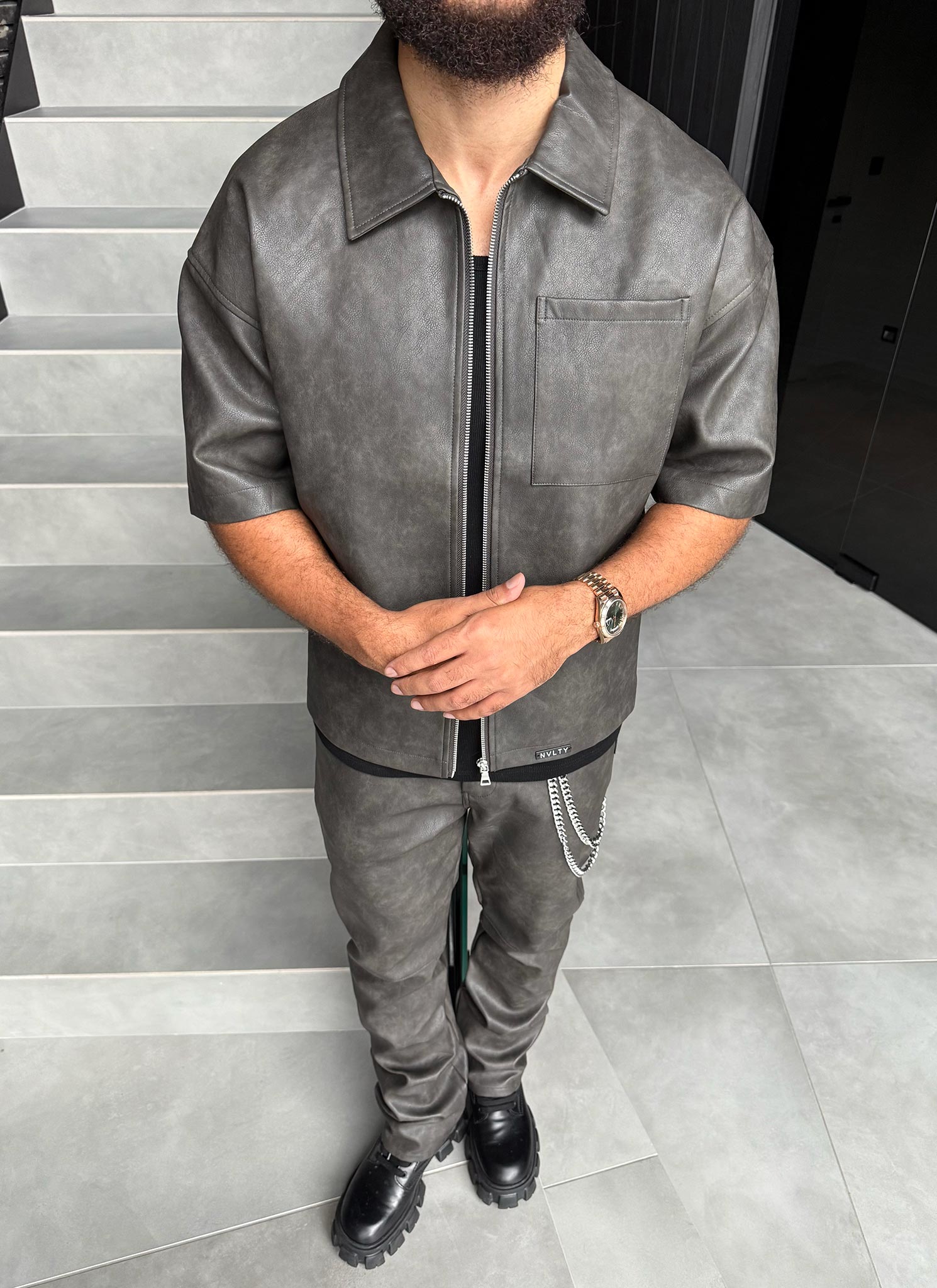 Vintage Heavyweight Leather Shirt - Black