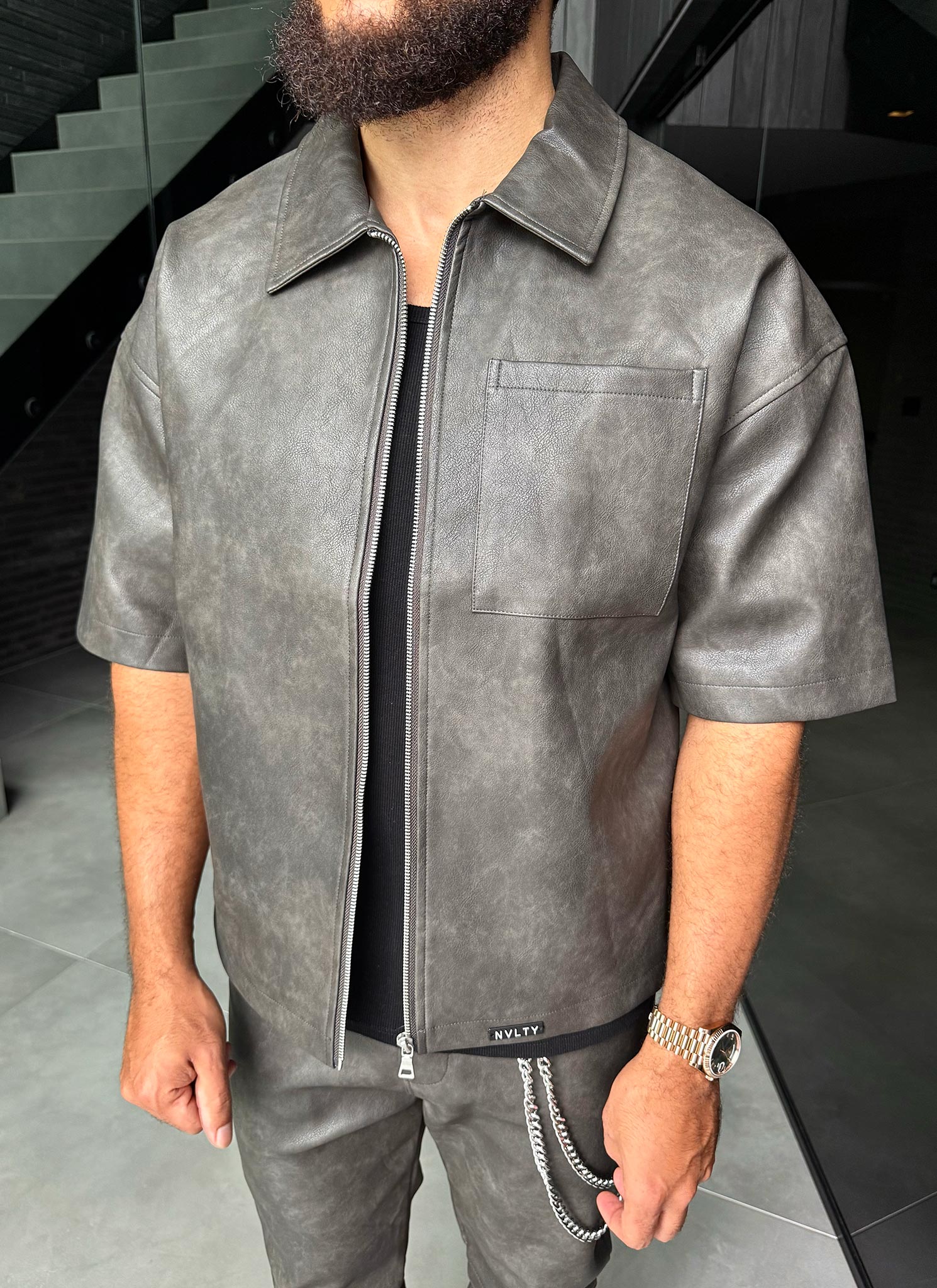 Vintage Heavyweight Leather Shirt - Black