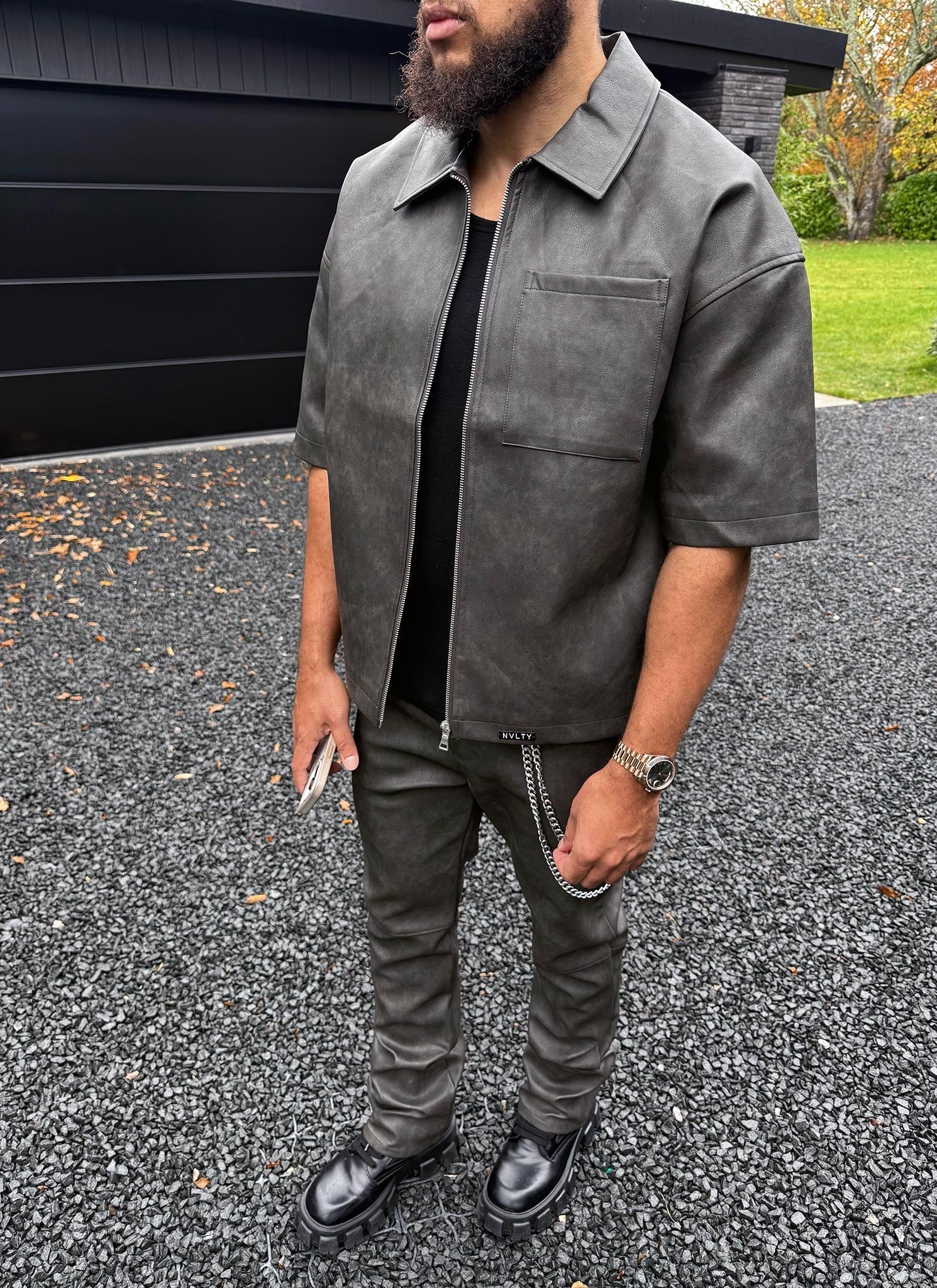 Vintage Heavyweight Leather Shirt - Black