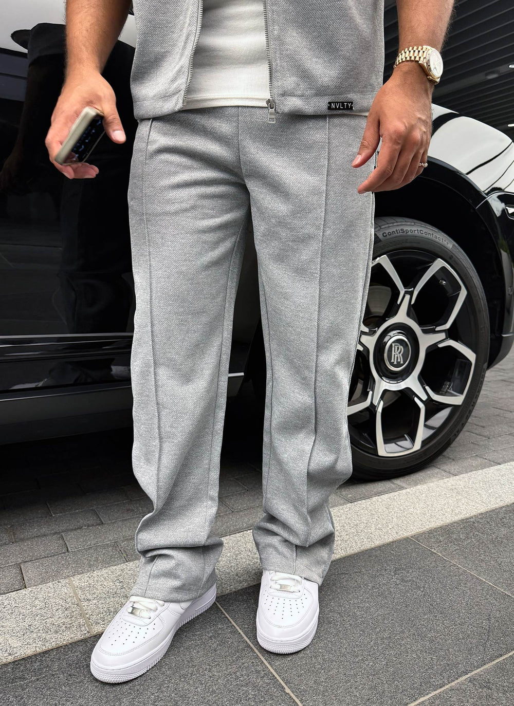 Bundfaltenhose aus Twill - Grau