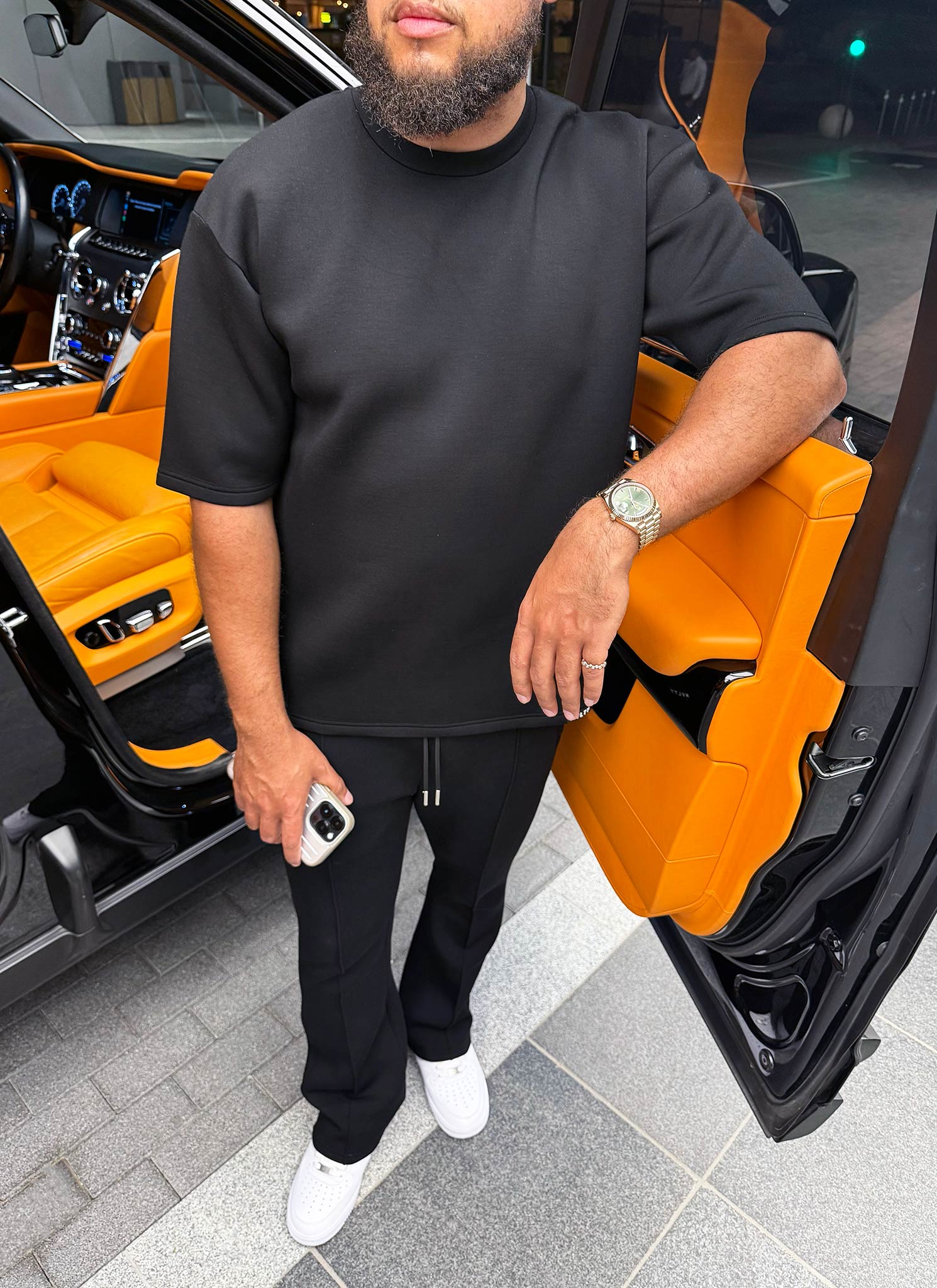 Strukturiertes Scuba-T-Shirt - Schwarz