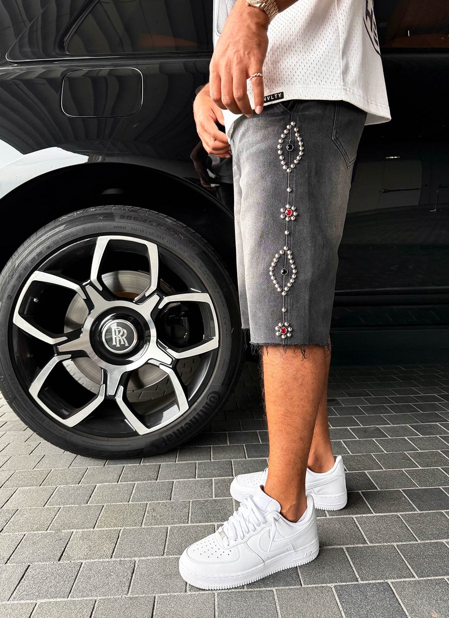 Vintage Jeansshorts mit Nieten - Schwarz