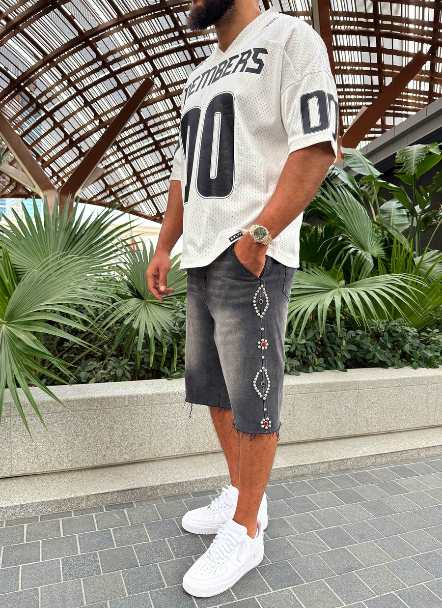 Vintage Jeansshorts mit Nieten - Schwarz