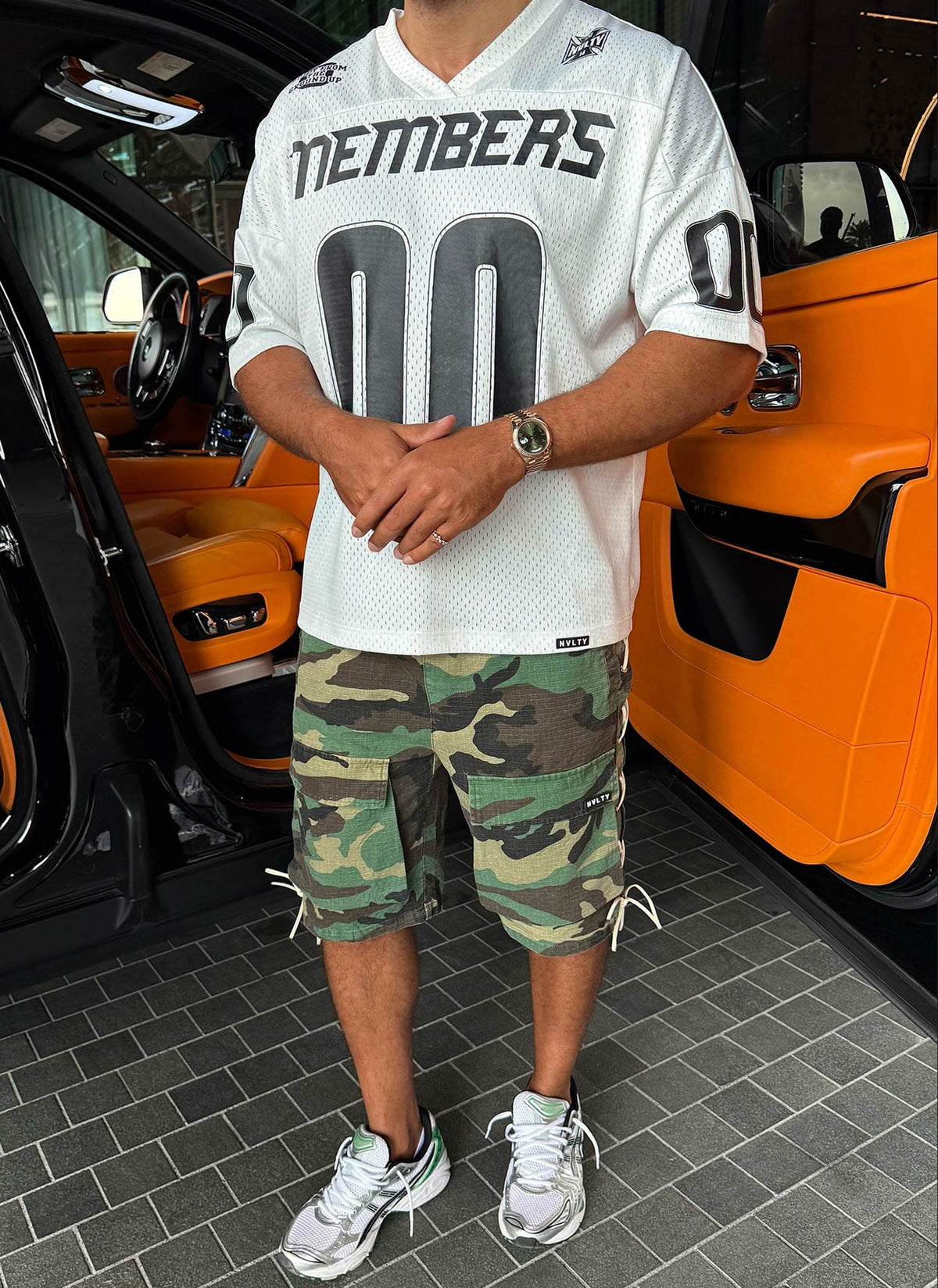 Vintage Cargo-Shorts mit Spitze – Camouflage