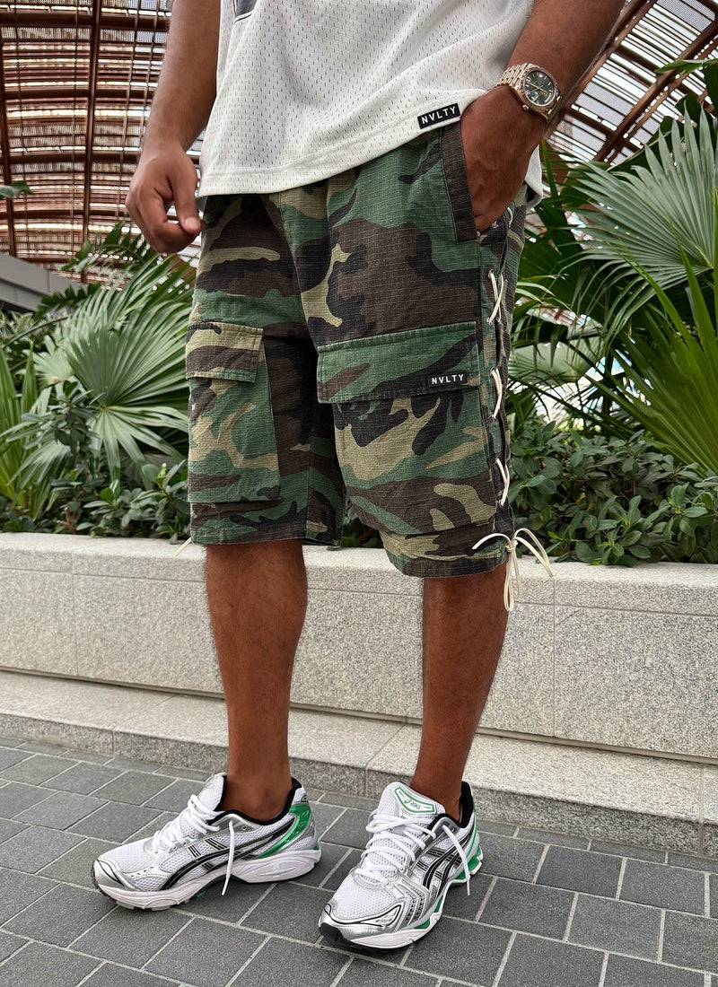 Vintage Lace Cargo Shorts - Camo