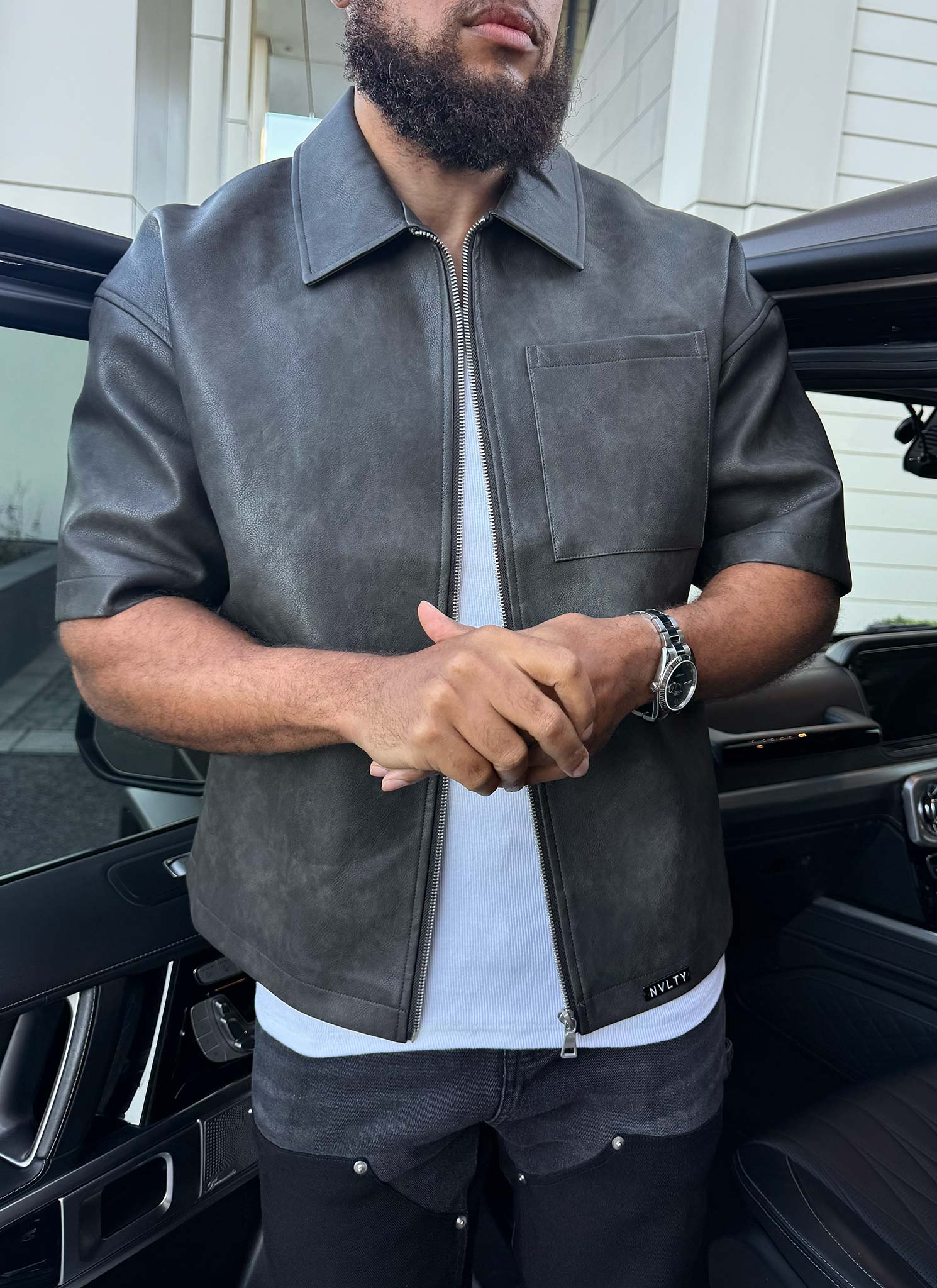 Vintage Heavyweight Leather Shirt - Black