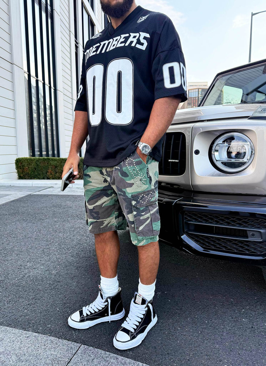 Vintage Cargo-Shorts mit Nieten - Camo