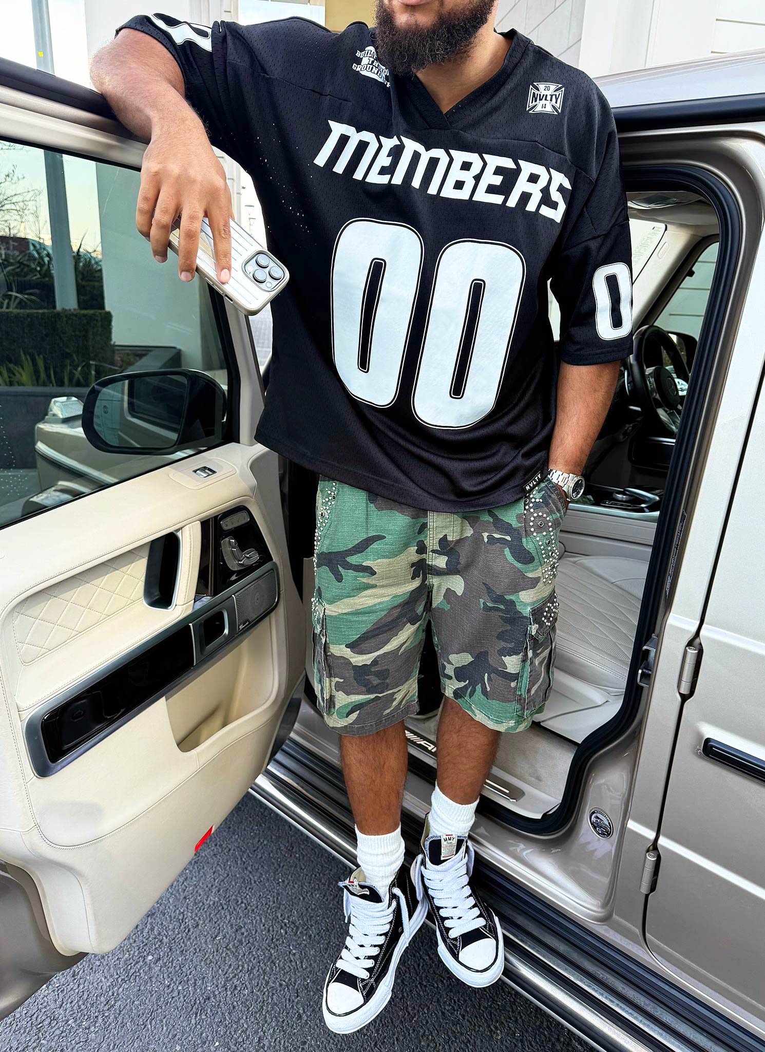 Vintage Cargo-Shorts mit Nieten - Camo