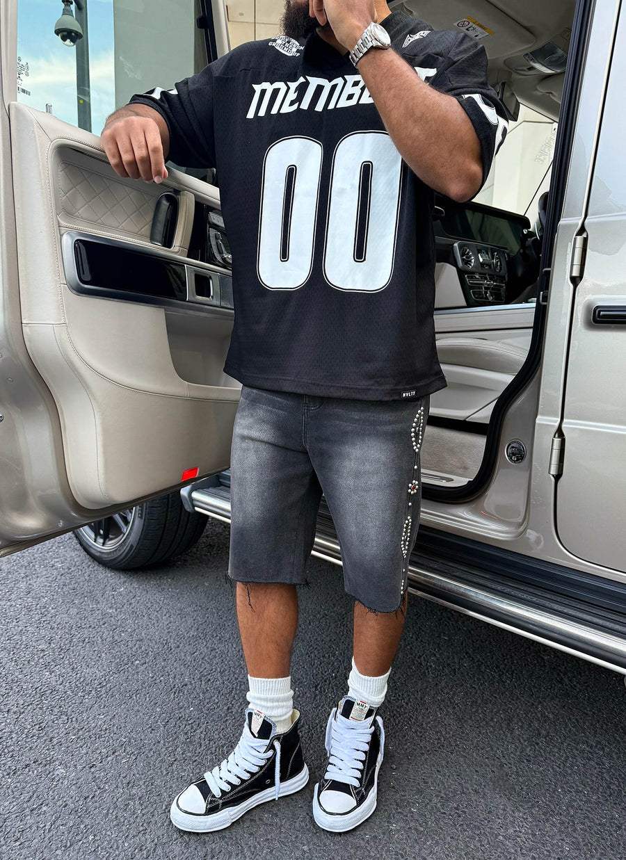 Vintage Jeansshorts mit Nieten - Schwarz