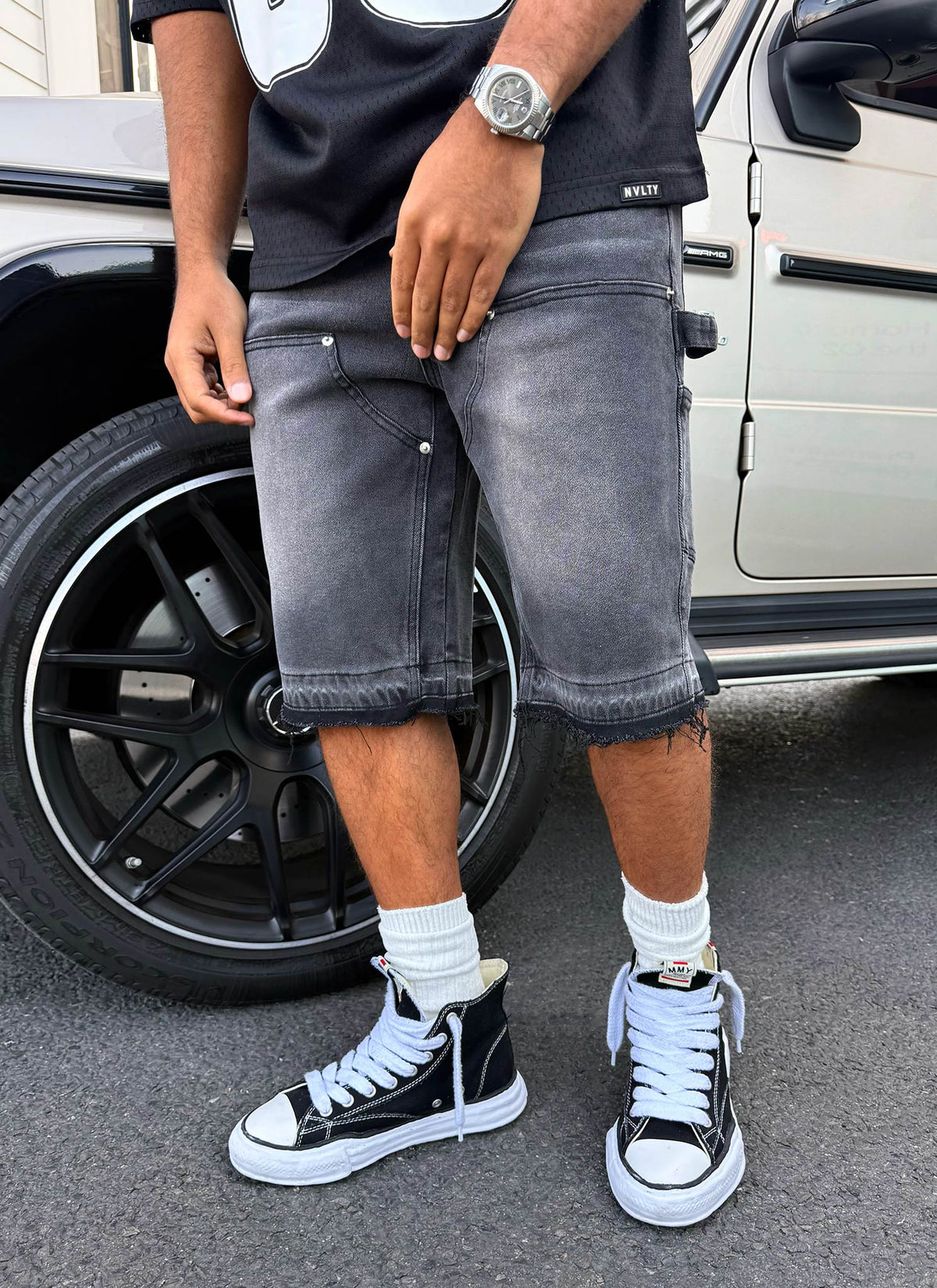 Vintage Carpenter Jeansshorts – Schwarz