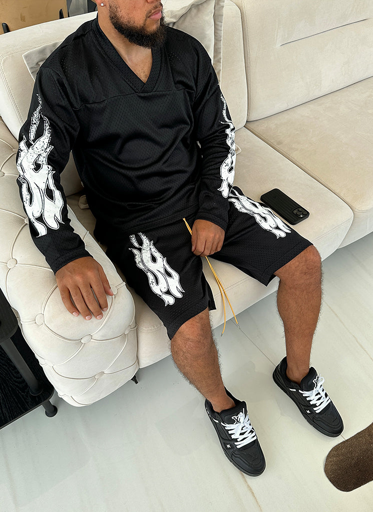 Vintage Flame Shorts - Black