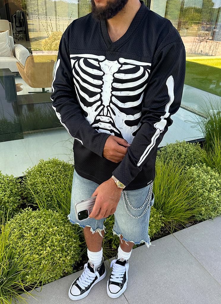 Vintage Skelett Trikot - Schwarz