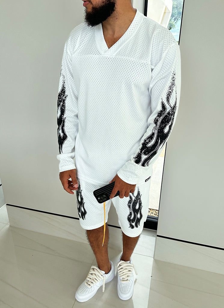 Vintage Flame Shorts - White