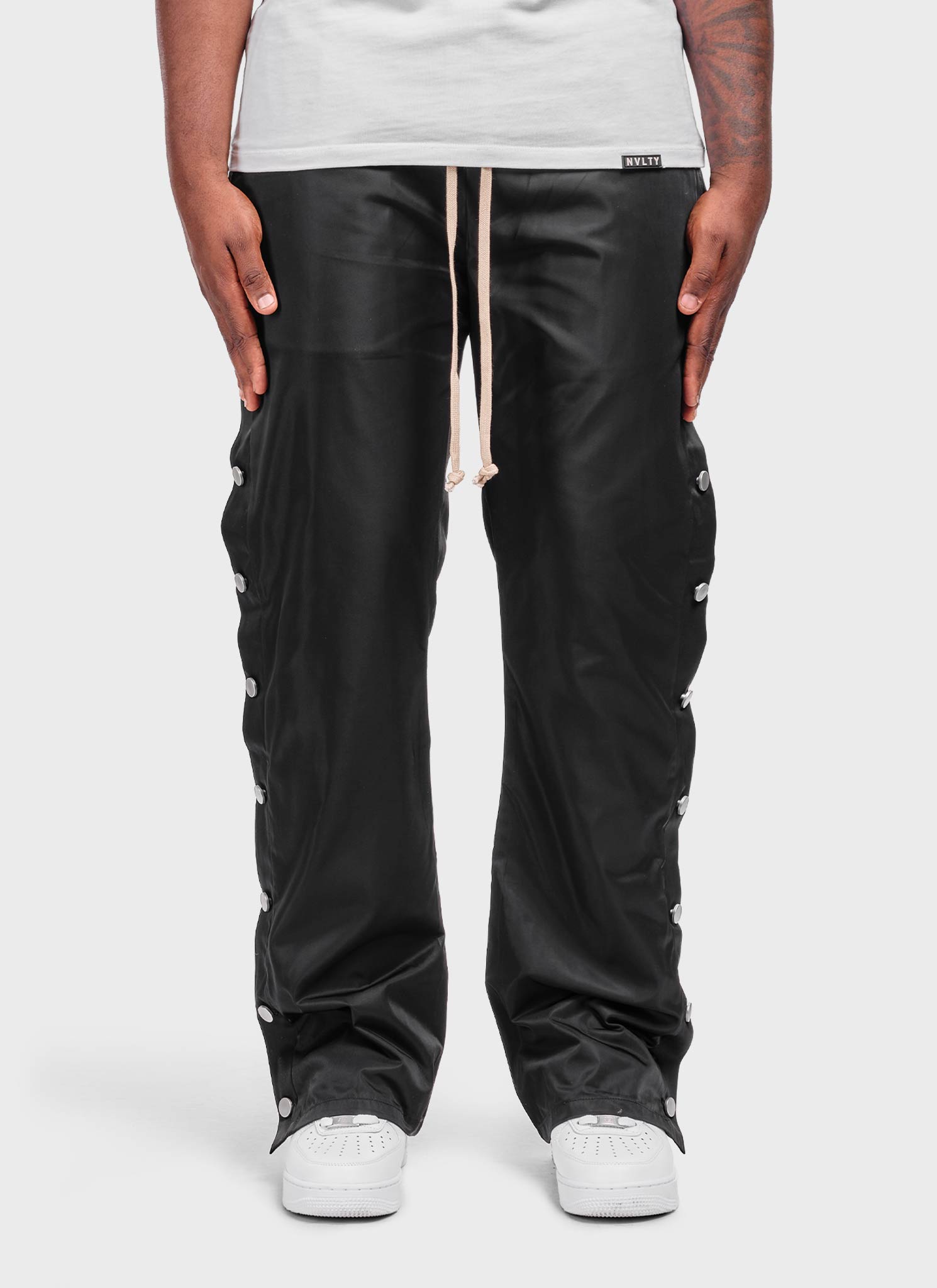 Nylon Snapper Track Pants - Black