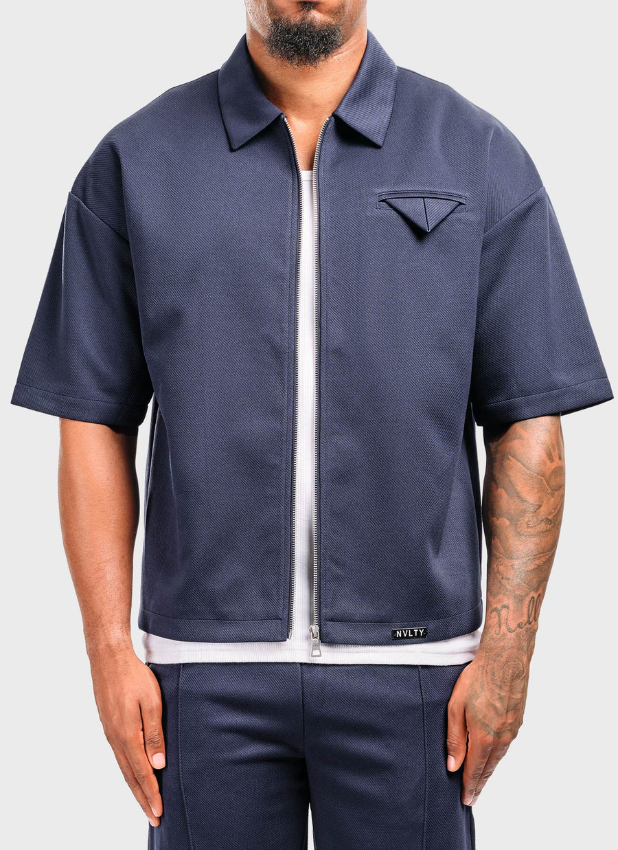 Twill Pocket Square Shirt - Navy