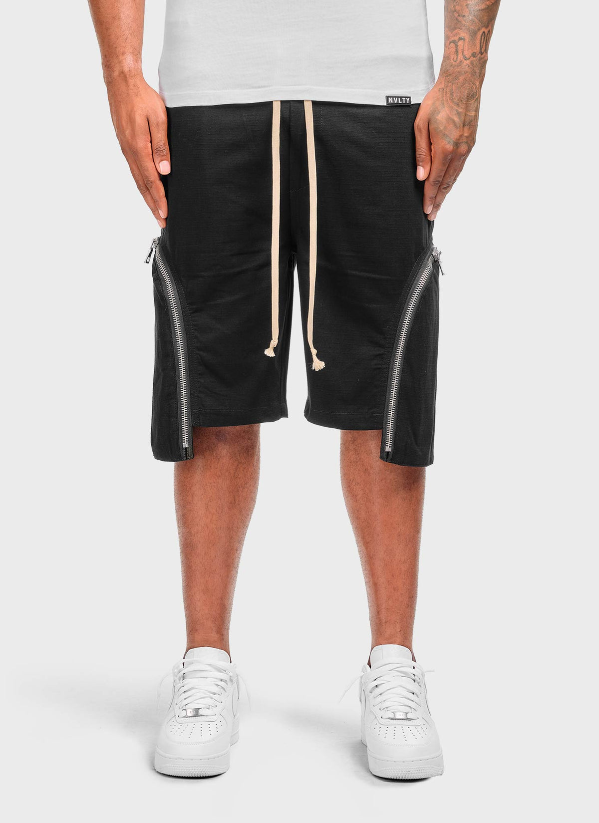 Vintage Reißverschluss Cargo Shorts - Schwarz