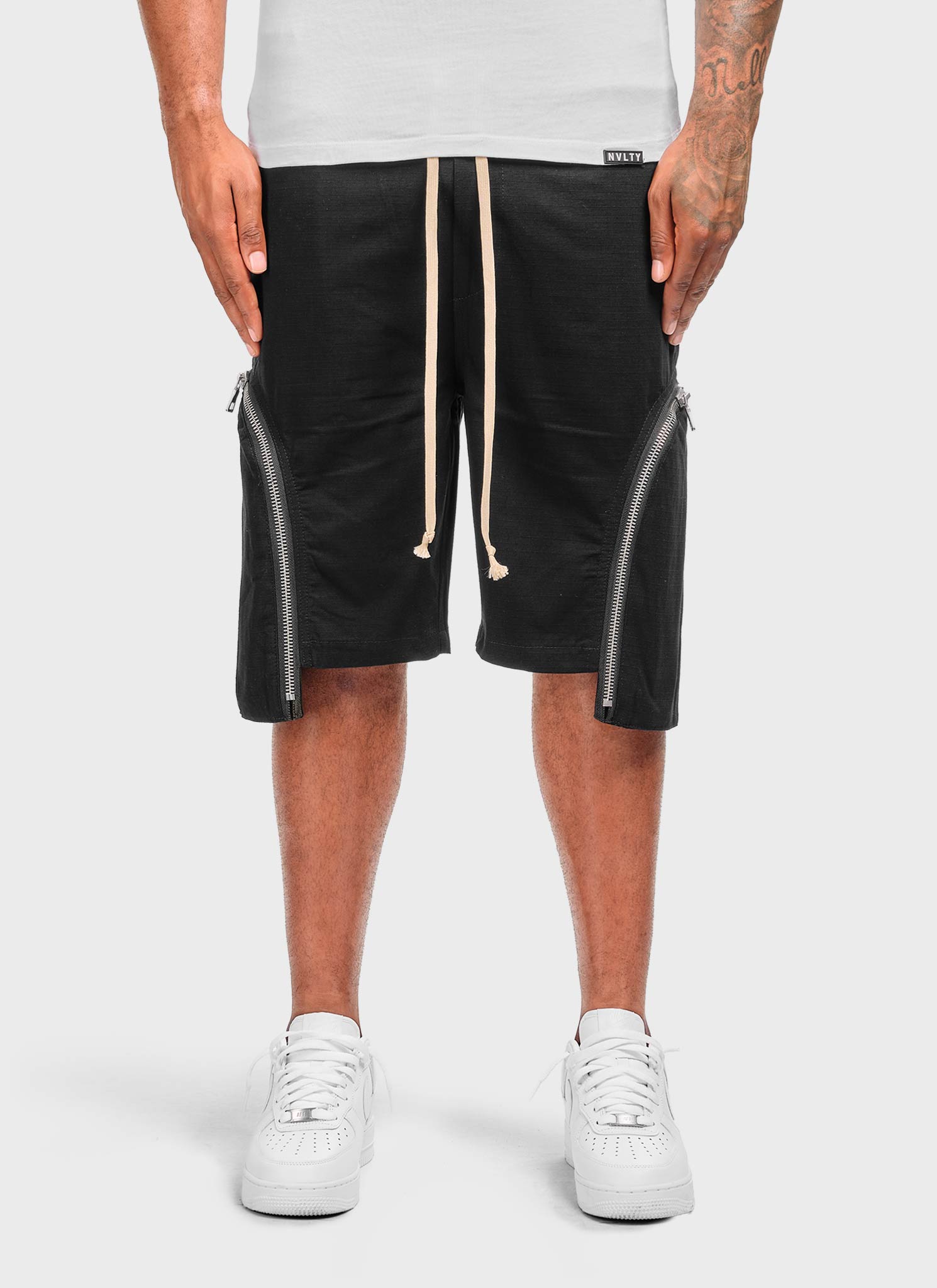 Vintage Reißverschluss Cargo Shorts - Schwarz