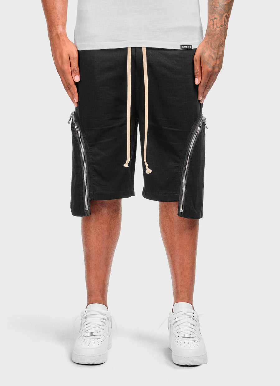 Vintage Reißverschluss Cargo Shorts - Schwarz