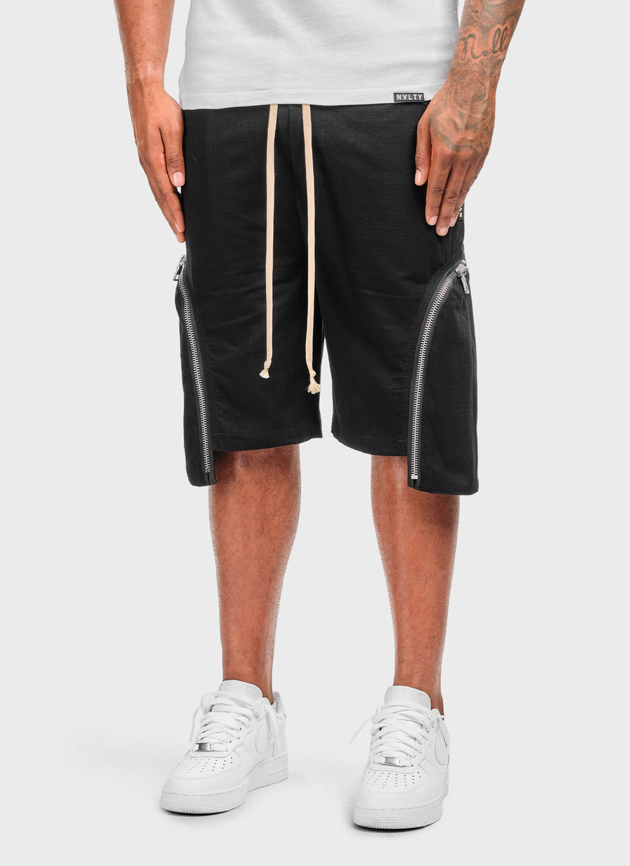 Vintage Reißverschluss Cargo Shorts - Schwarz