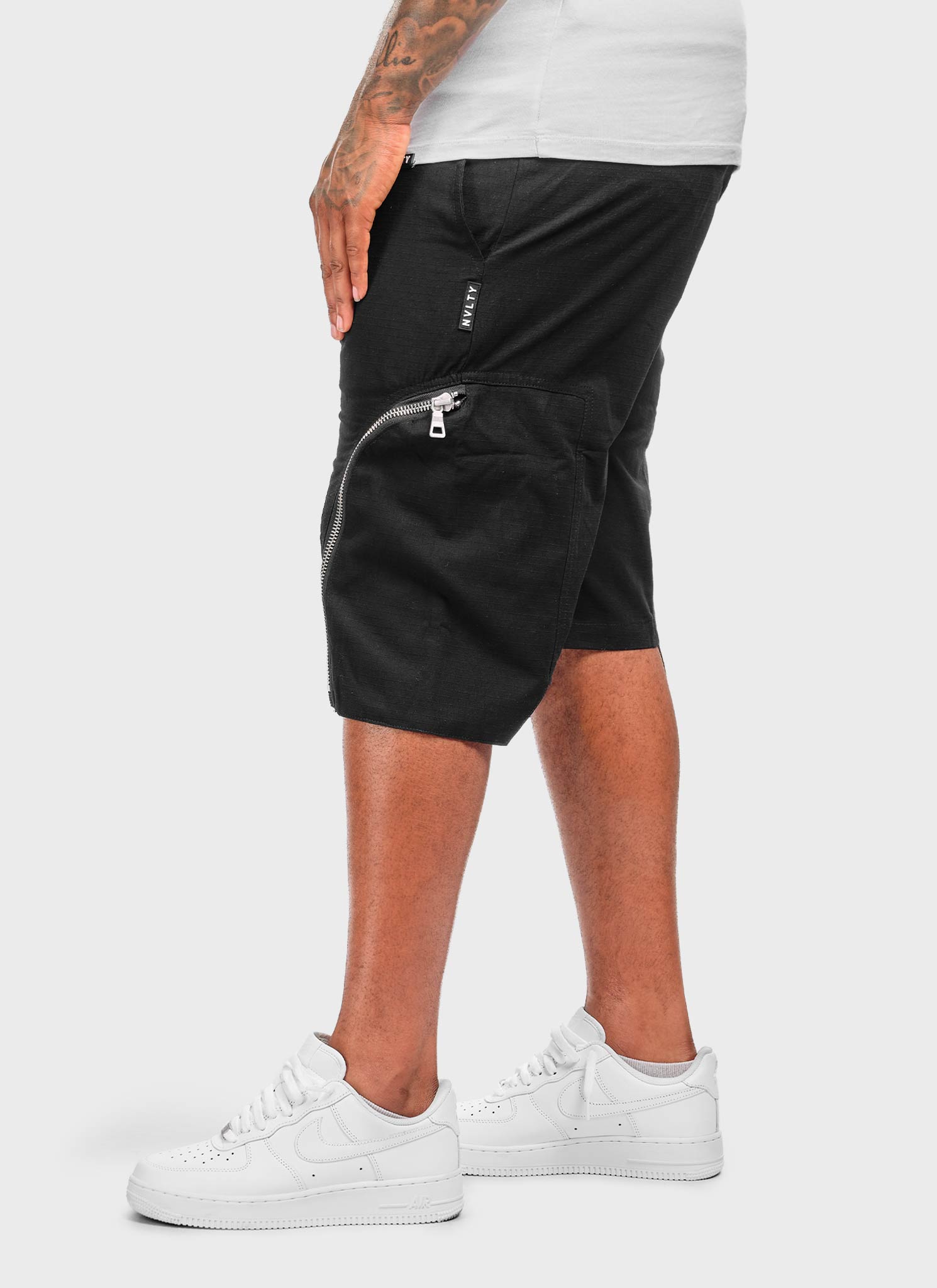 Vintage Reißverschluss Cargo Shorts - Schwarz