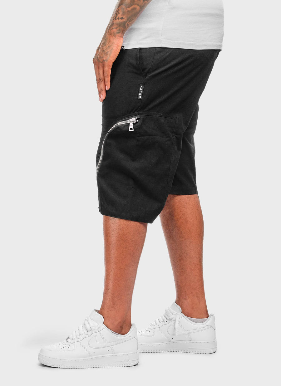 Vintage Reißverschluss Cargo Shorts - Schwarz