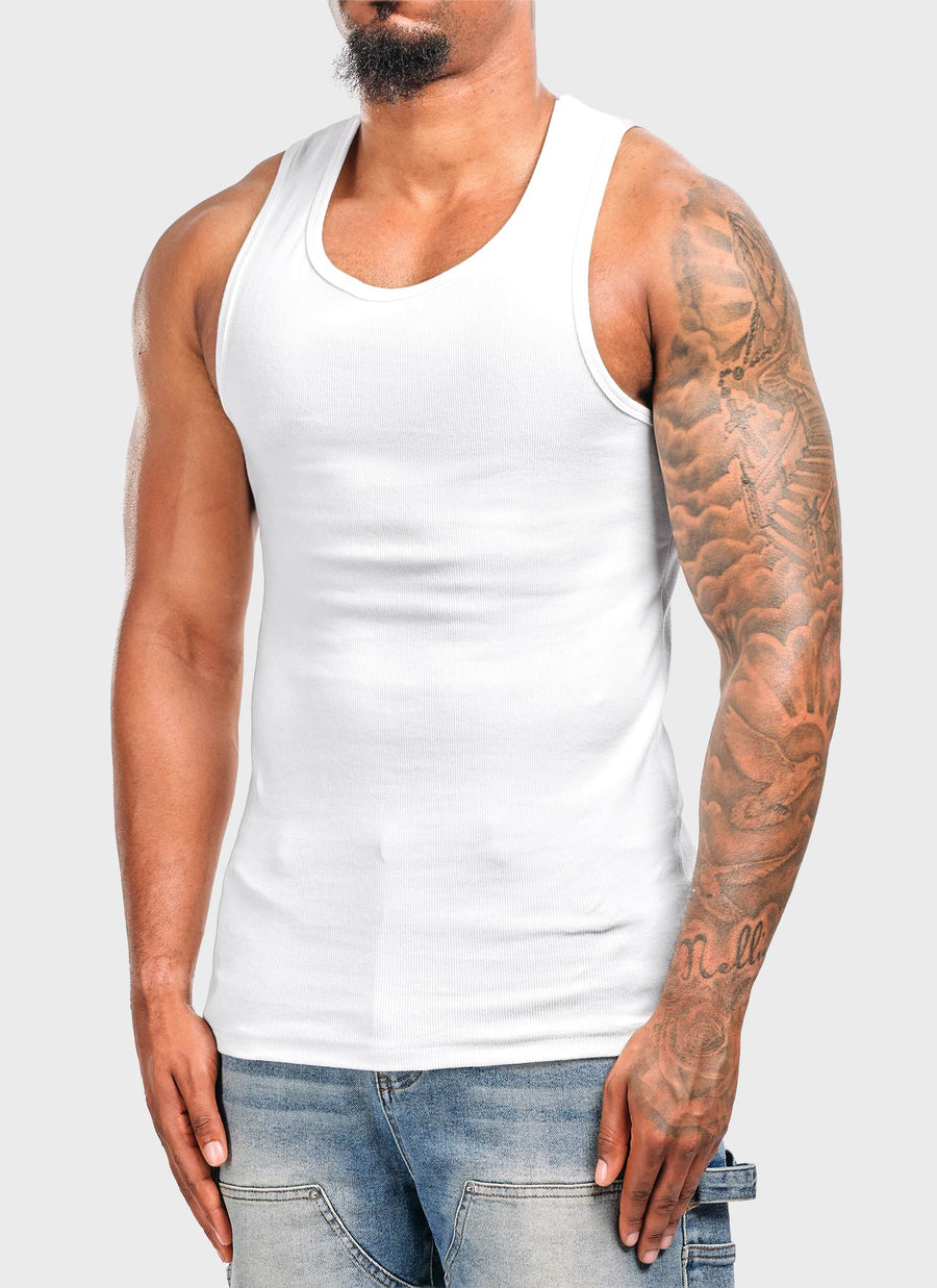 Essential Heavy Ribbed Vest - White