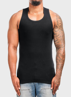 Essential Heavy Ribbed Vest - Black