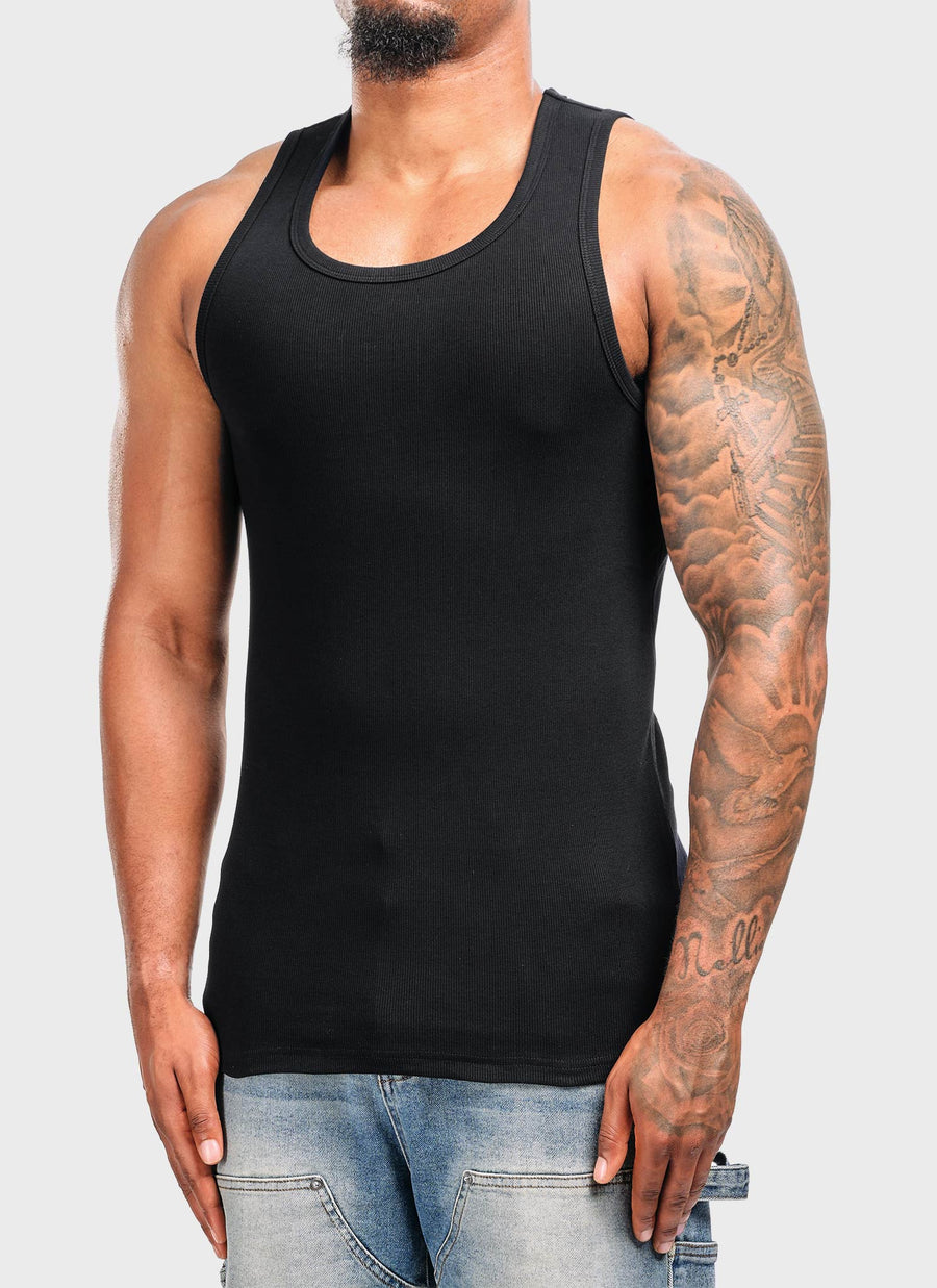 Essential Heavy Ribbed Vest - Black