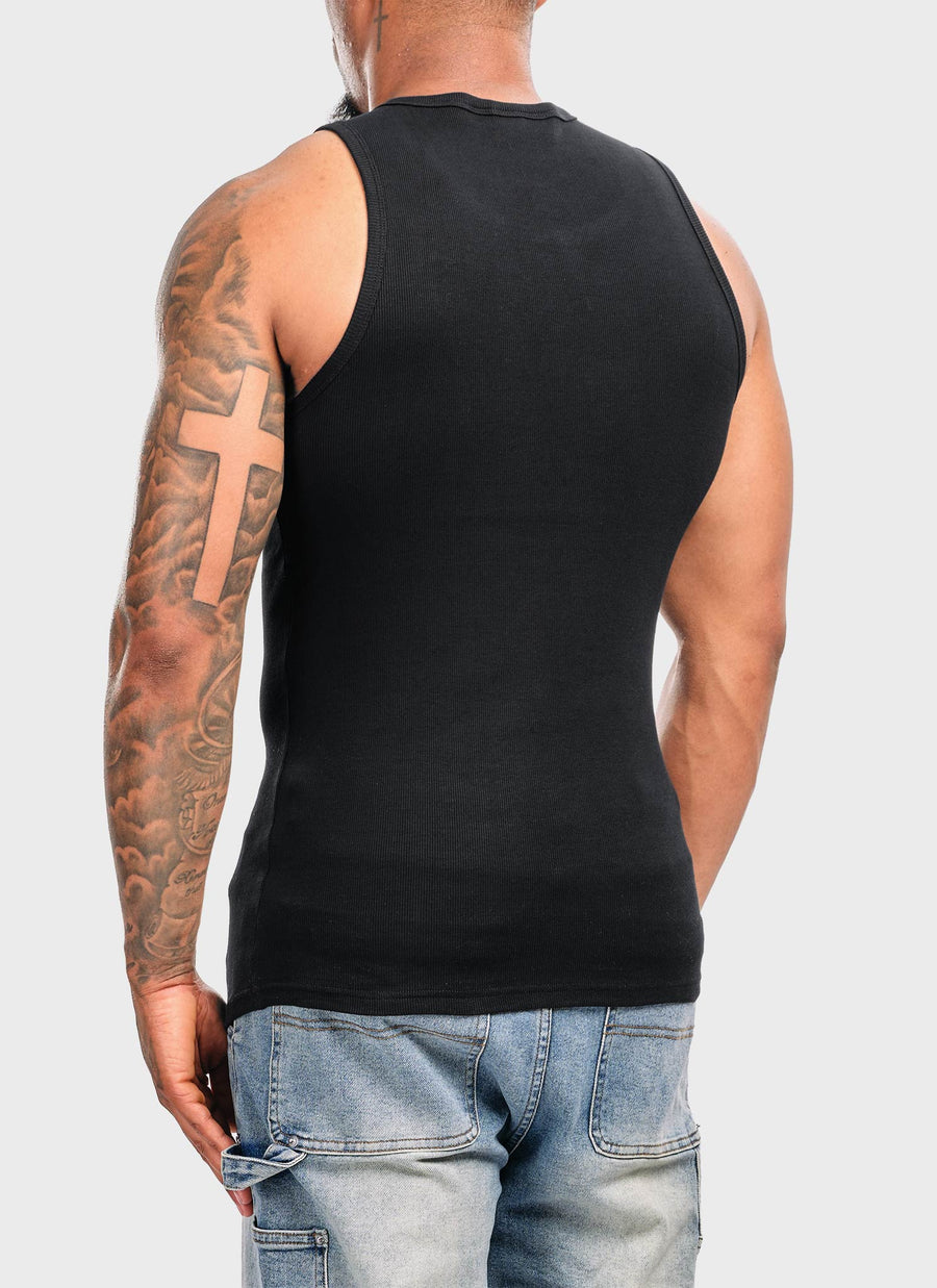 Essential Heavy Ribbed Vest - Black